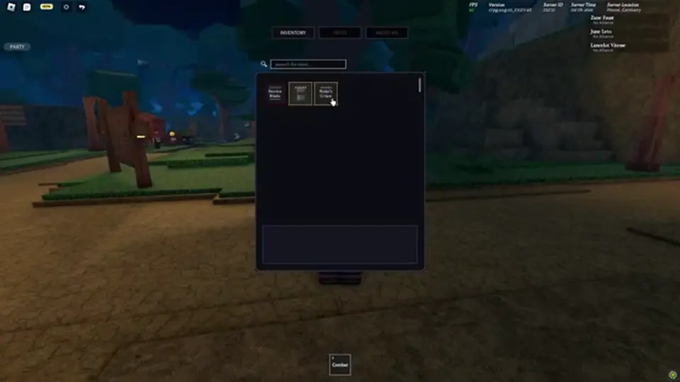 Clover RPG pause menu cluster with no redeem box