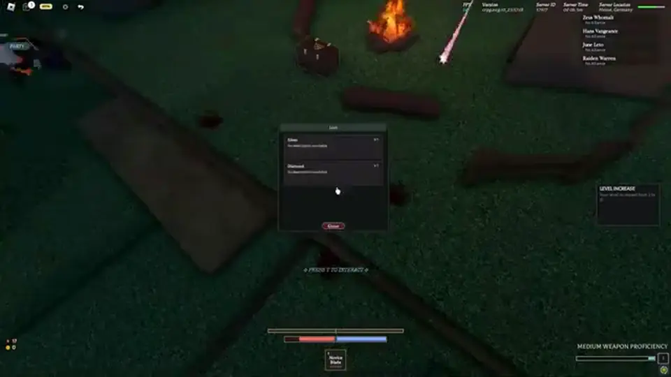 Clover RPG mid-session melee with the weapon HUD visible